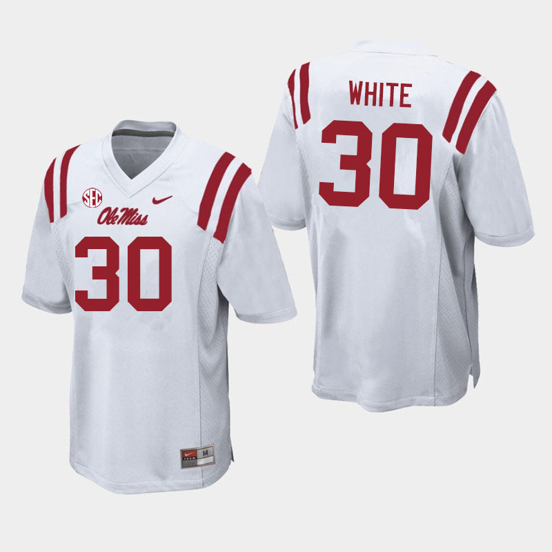 Men #30 Trip White Ole Miss Rebels College Football Jerseys Sale-White